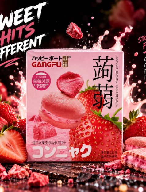 Gangfu strawberry macarons