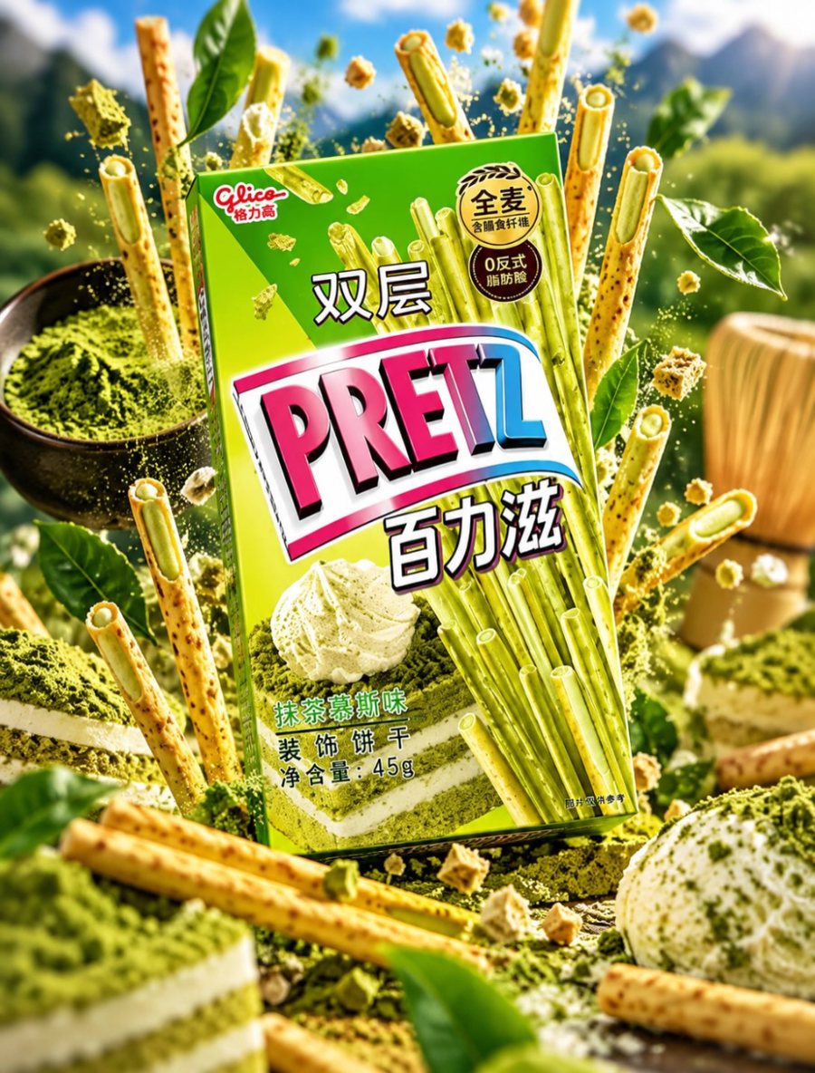 Glico Pretz matcha mousse